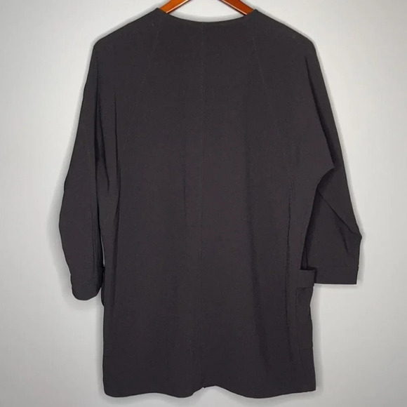 DR2 Oversized Open Blazer Black Textured Polyester Stretch Jacket Pockets S - Picture 6 of 11